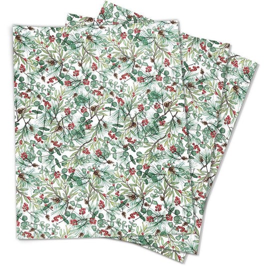 Christmas Sprig 50cm x 70cm Flat Wrap (Tube of 25pc)