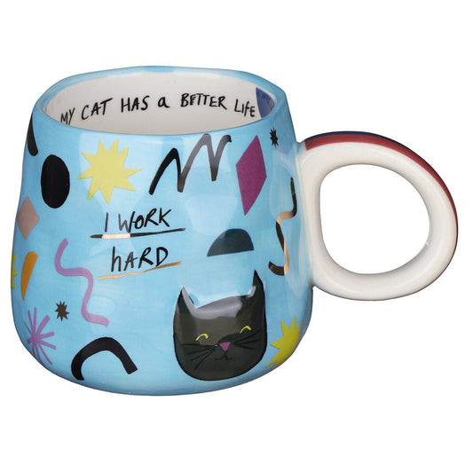 Small Talk 'I Work Hard' Cat Cup