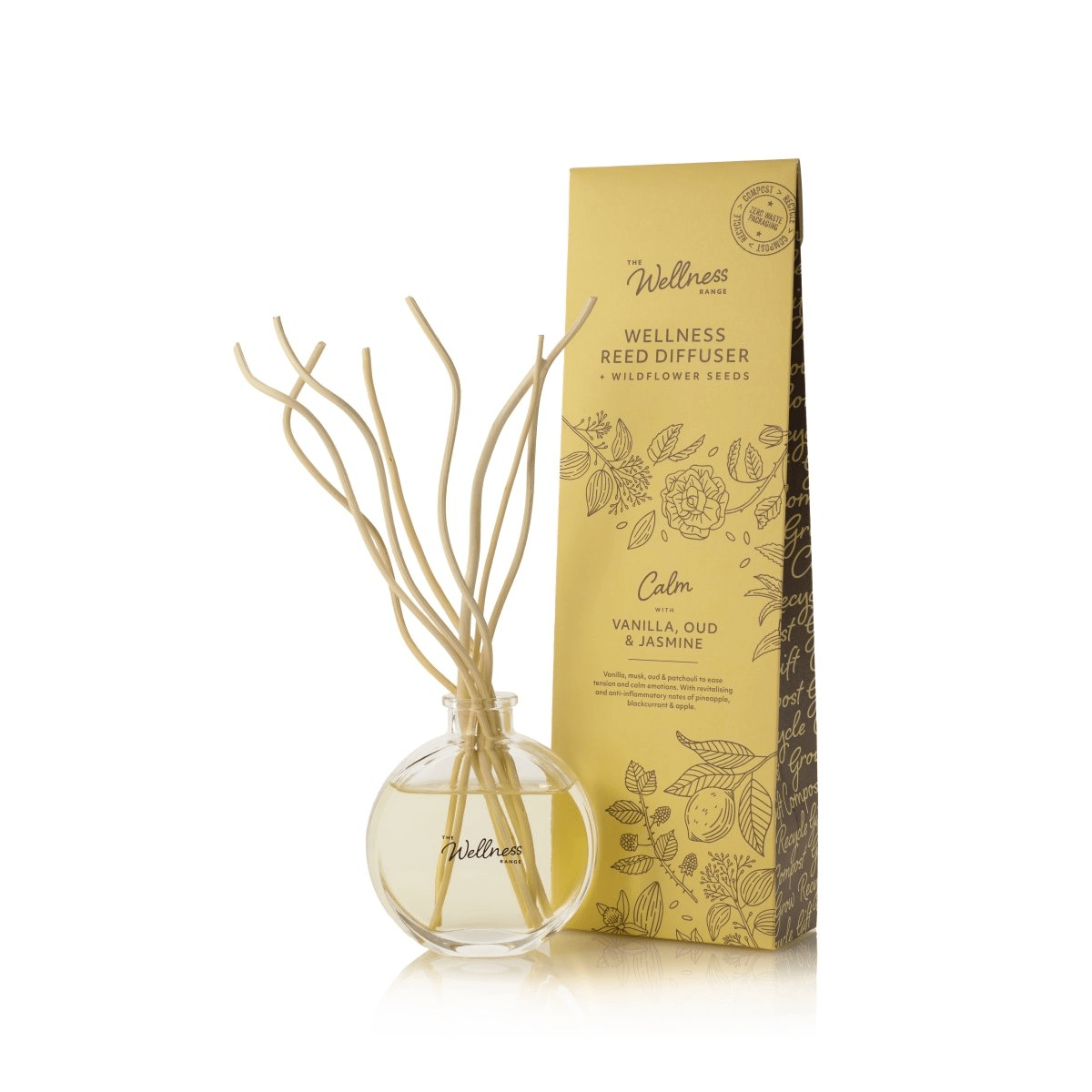 'Calm' Reed Diffuser with Vanilla, Oud & Jasmine
