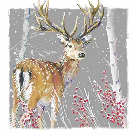 Stag in Snow Christmas Cards