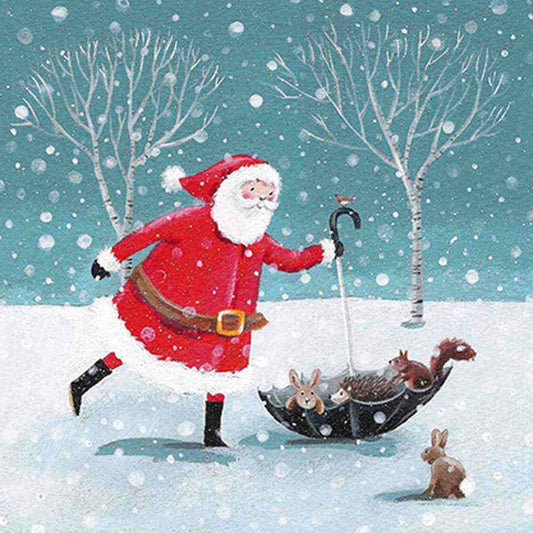 Santa's Brolly Christmas Cards, pack of 10