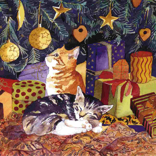 Kittens Under The Tree Christmas Cards, pack of 10