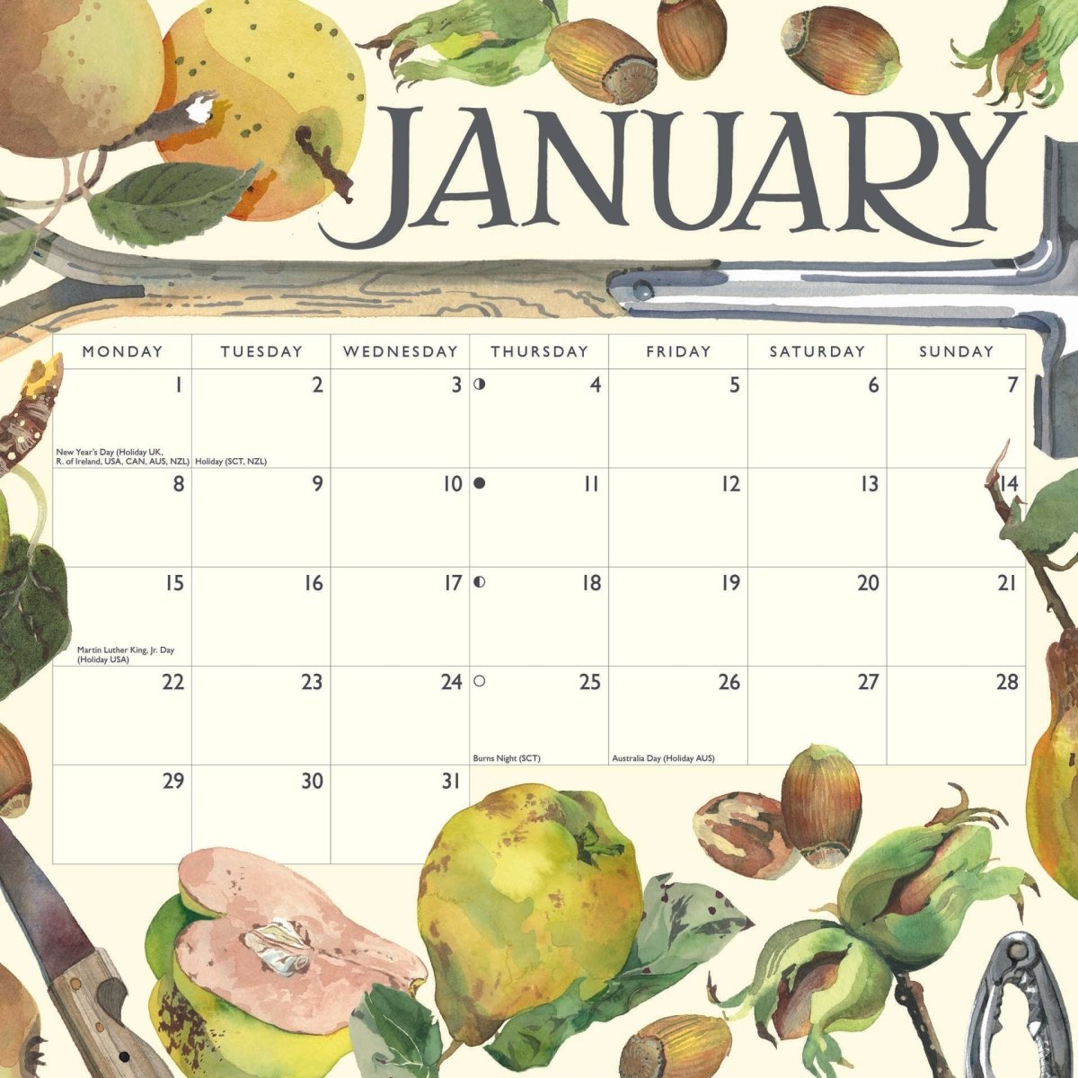 Emma Bridgewater Kitchen Garden Square Wall Calendar RSPCA Shop