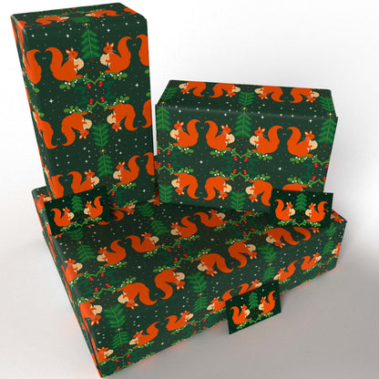 Christmas Squirrels Recycled Wrapping Paper by Vicky Scott