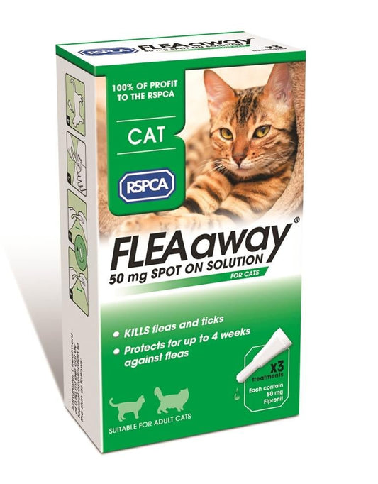 RSPCA FleaAway Spot On Solution for Cats, 3 pack