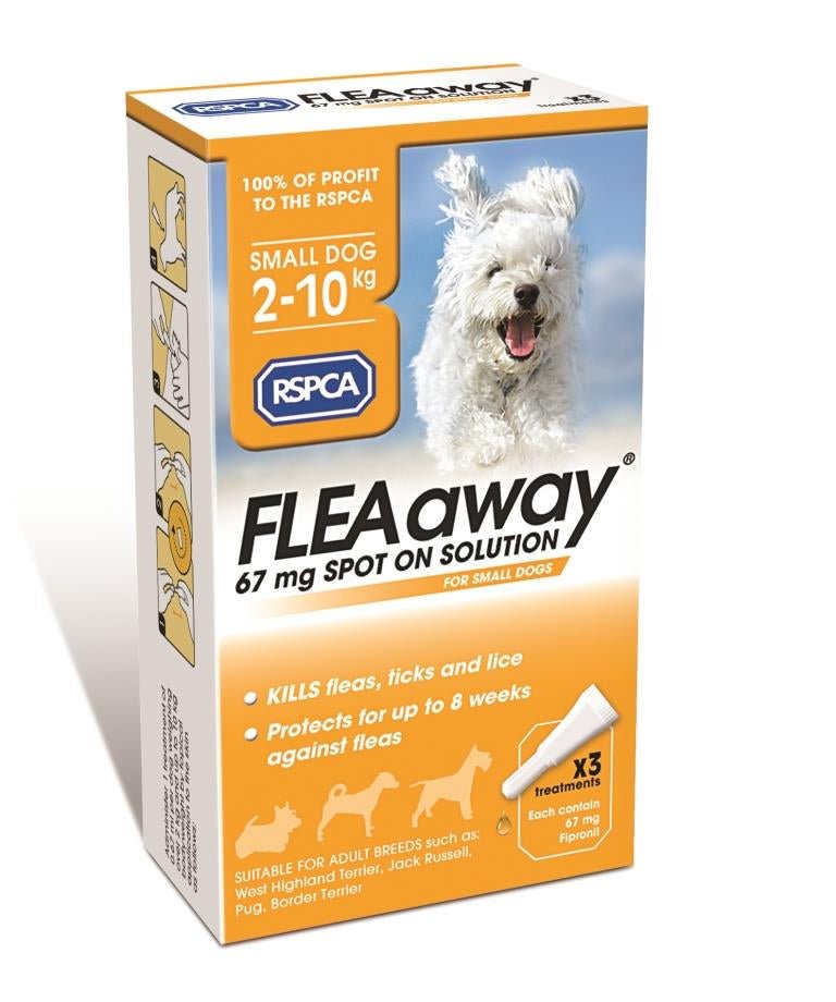 RSPCA FleaAway Spot On Solution for Small Dogs 2-10kg, 3 pack