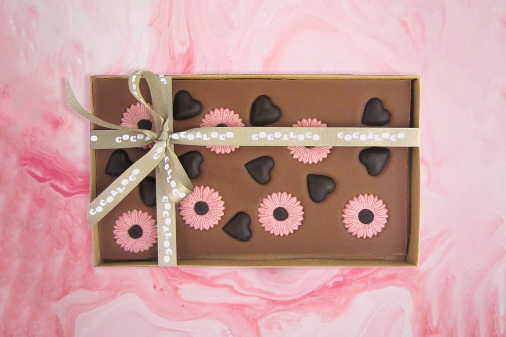 Cocoa Loco Milk Chocolate Flowers & Hearts Slab